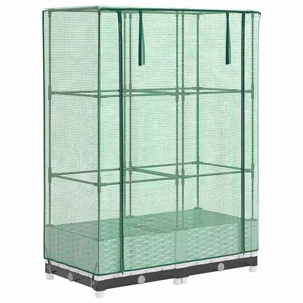 vidaXL Vyvýšený záhon se skleníkem ratanový vzhled 80 x 40 x 123 cm