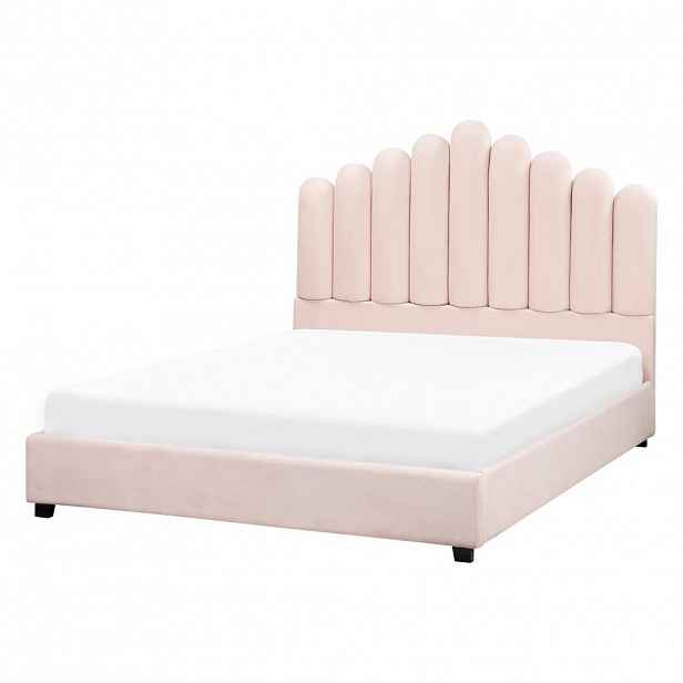 Beliani POSTEL s roštem 140/200 cm Pastelově růžová Vincennes