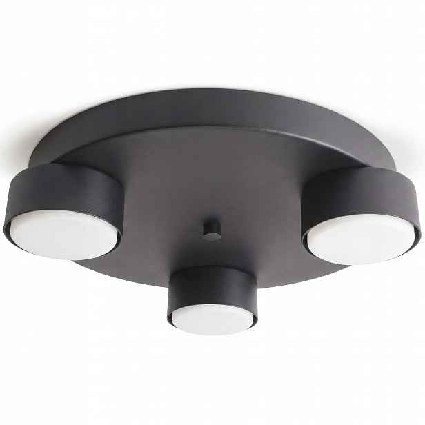 Černý stropní svítidlo stropní svítidlo Lustr na kulaté základně 3 x GX53 Led