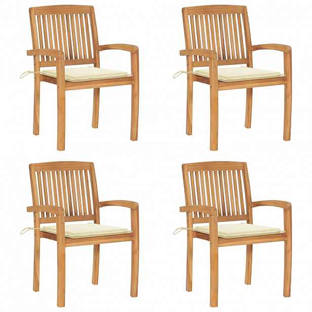 vidaXL Stohovací zahradní židle s poduškami 4 ks masivní teak