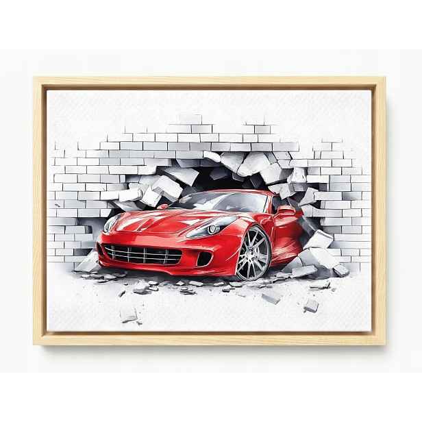 Obraz Rám American Box Červený Automobil Ferrari Mur 3D 80x60