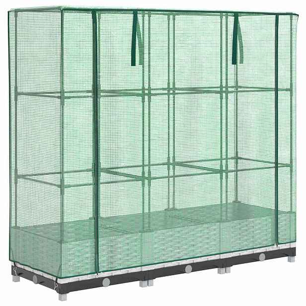 vidaXL Vyvýšený záhon se skleníkem ratanový vzhled 120 x 40 x 123 cm