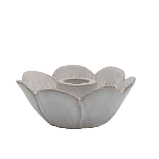 Béžový keramický svícen ve tvaru květu Massy - Ø 10*4 cm Chic Antique