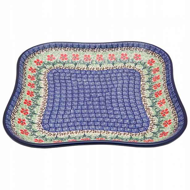 Miska čtvercová 24 cm Umělecká keramika Bolesławiec dek 1916 Květiny