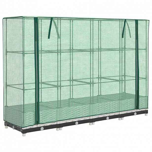 vidaXL Vyvýšený záhon se skleníkem ratanový vzhled 160 x 40 x 123 cm
