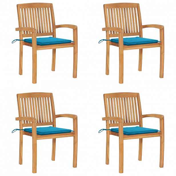 vidaXL Stohovací zahradní židle s poduškami 4 ks masivní teak