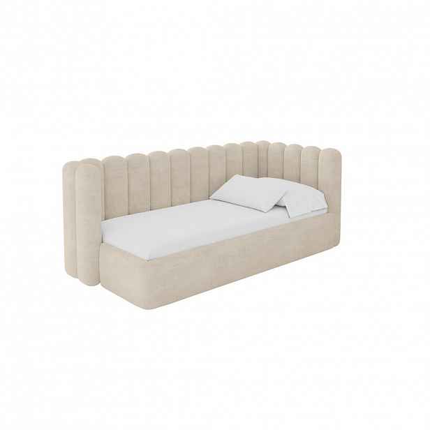 ALTDECOR JEDNOLŮŽKOVÁ POSTEL pro mládež s úložným prostorem, vlevo - HUGY 90x200 béžová