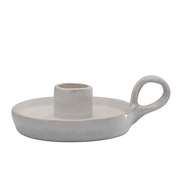 Béžový keramický svícen s očkem Massy - Ø 10*4 cm Chic Antique