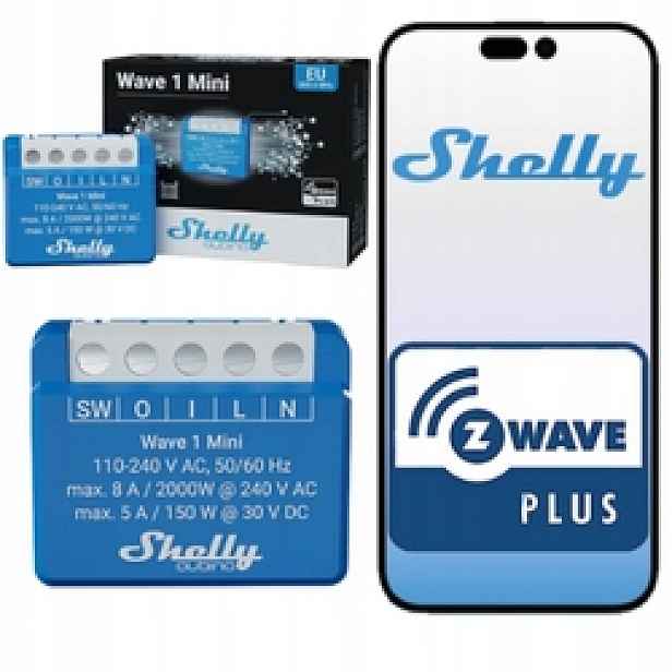 Shelly Wave 1 Mini – relé Z-Wave 8A do plechovky, bezpotenciálový kontakt