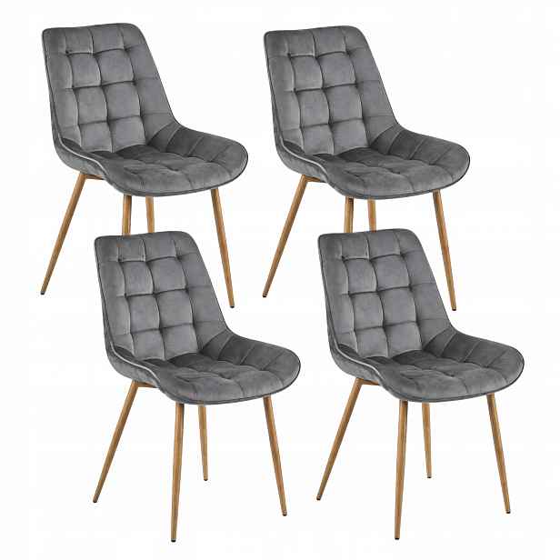 Skandinávské čalouněné židle Velurové Šedé Loft Set Křesla x4