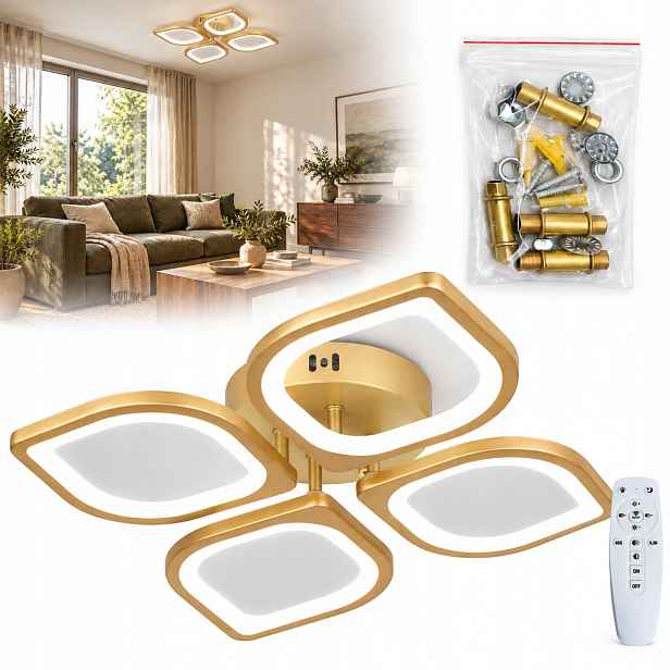Stropní Svítidlo Zlatý závěsný stropní svítidlo moderní Led Lustr Dálkový Ovladač