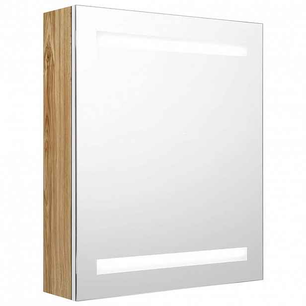 vidaXL LED koupelnová skříňka se zrcadlem bílá a dub 50 x 14 x 60 cm