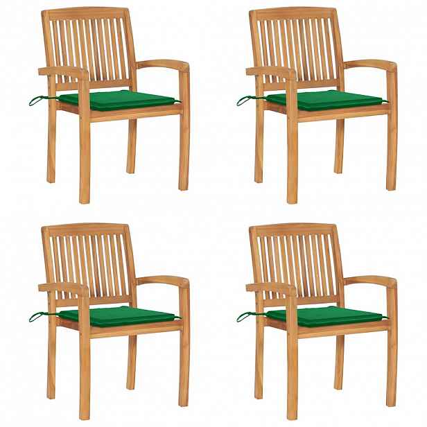 vidaXL Stohovatelné zahradní židle s poduškami 4 ks masivní teak