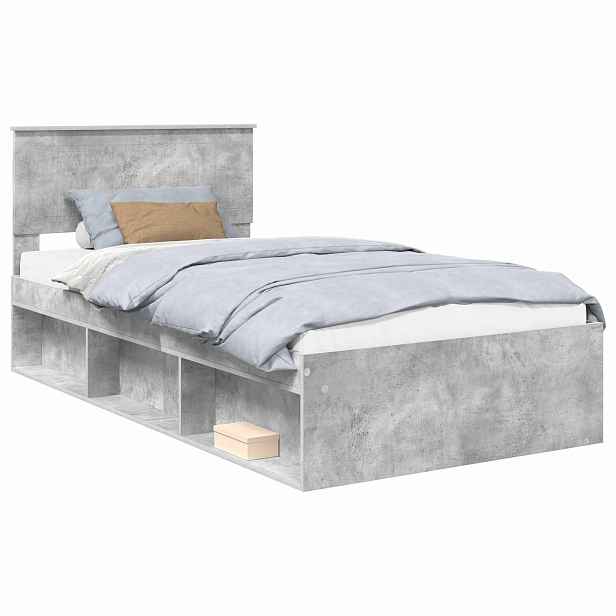 vidaXL Rám postele Betonově šedá 100 x 200 cm Masivní borové dřevo