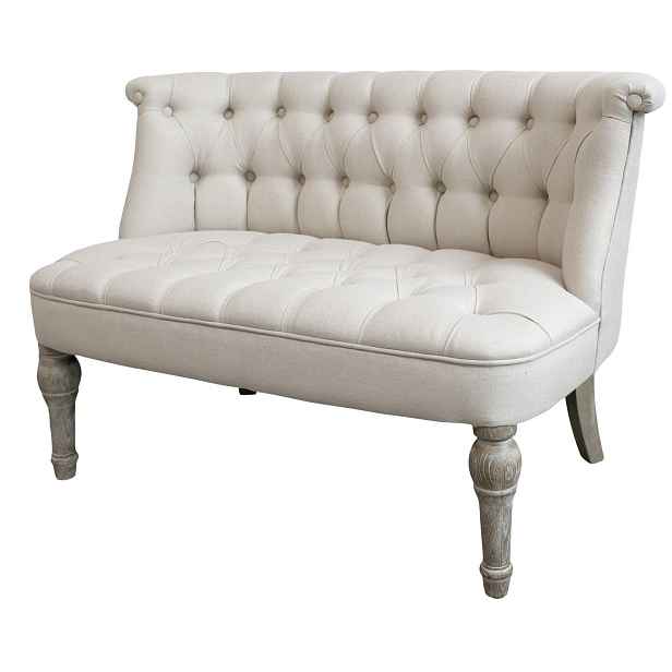 Béžová francouzská 2-místná pohovka z lněné látky Lin - 110*55*75 cm Chic Antique