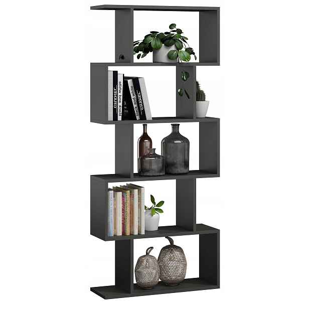 Regál Bask antracit otevřená loftová police šedá Per