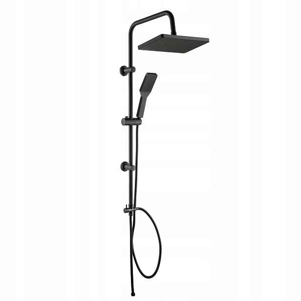 Sprchový set na omítku s dešťovou sprchou a sprchová hlavice černá 100 cm