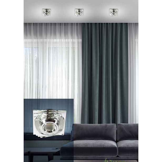 Stropní svítidlo, bezbarvé, LED, 3W, sklo, čtvercové, SS-32