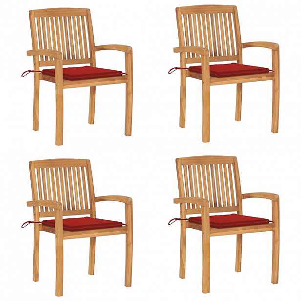 vidaXL Stohovací zahradní židle s poduškami 4 ks masivní teak