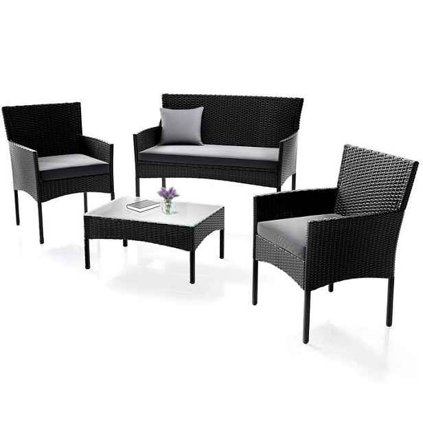 Juskys 107483 zahradní set ratan černá