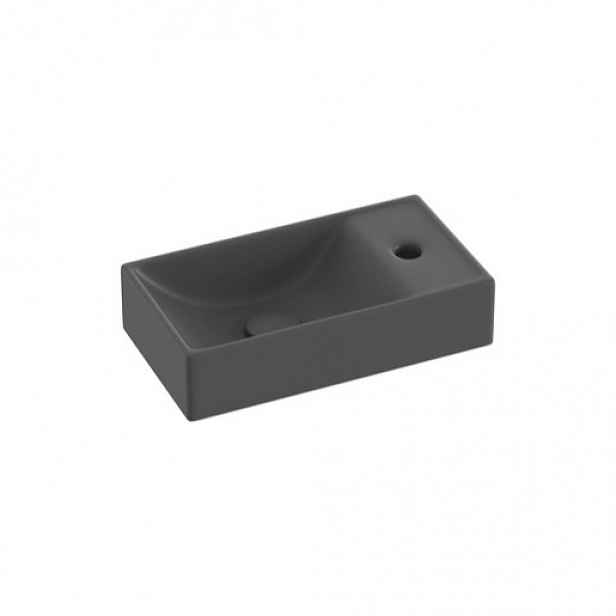Umývátko Ravak Veda 40,8x22,2 cm antracit otvor pro baterii, bez přepadu XJXP3240000