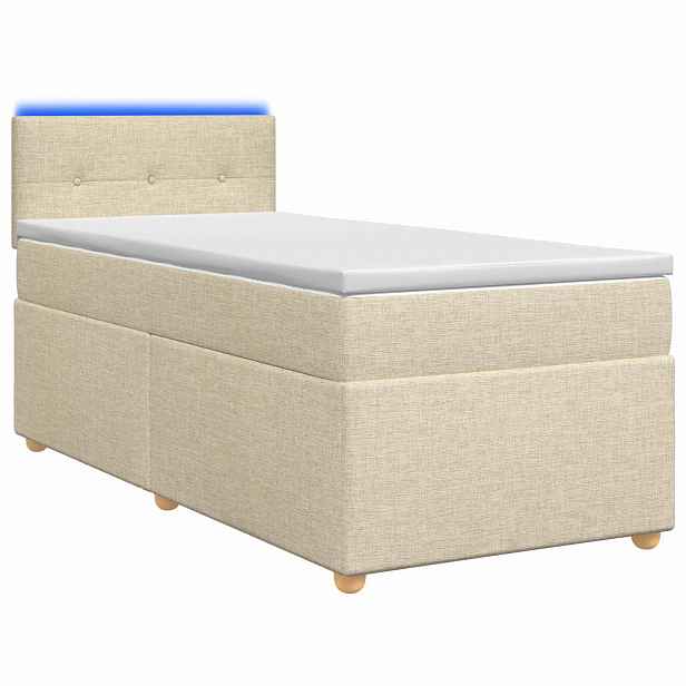 vidaXL Postel boxspring s matrací s čelo Krémová 80 x 200 cm Textil