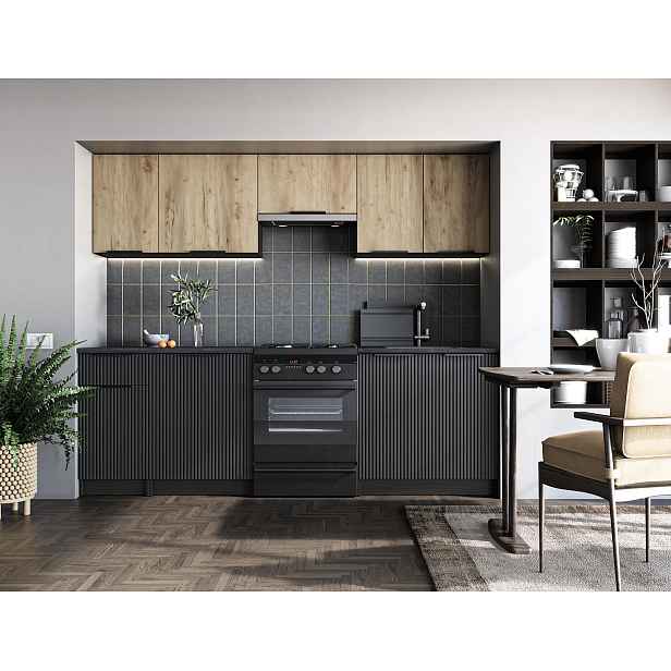 HALMAR Kuchyňská linka Emma 240 cm dub artisan/černá