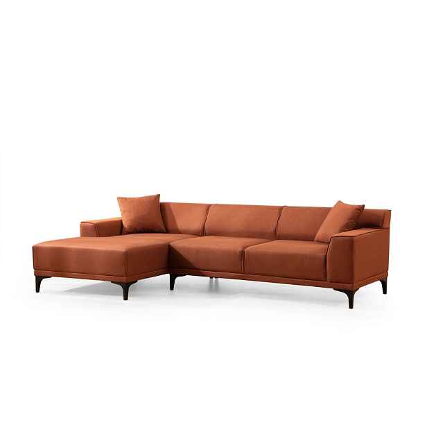 Hanah Home Rohová sedací souprava Petra 250 cm oranžová levá