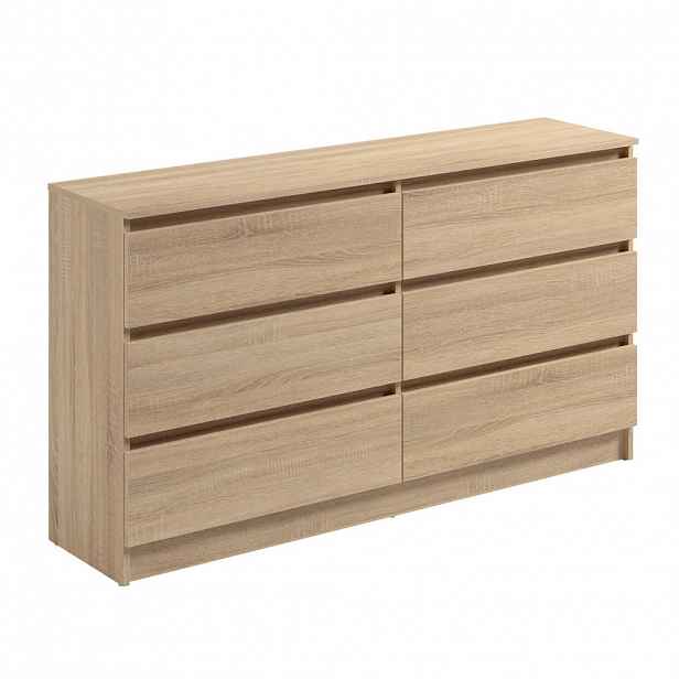 Home Collective KOMODA se 6 zásuvkami, šířka 140 cm, v barvě Sonoma