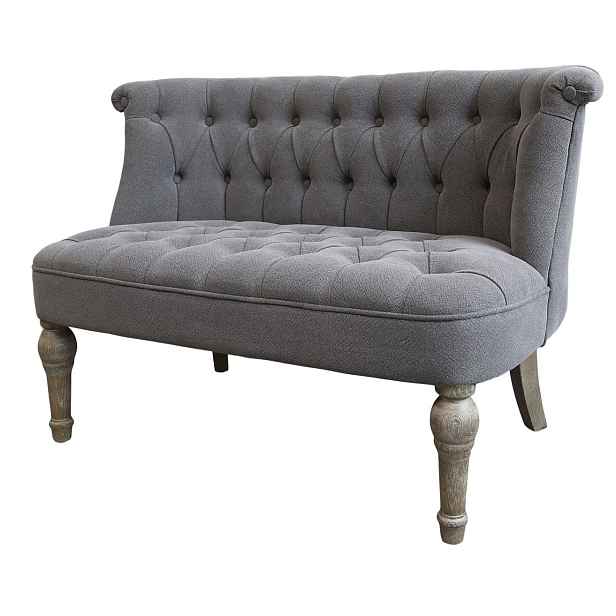 Šedá francouzská 2-místná pohovka z lněné látky Lin - 110*55*75 cm Chic Antique