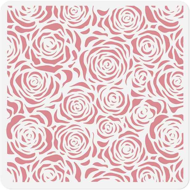 TEMU 1ks Opakovaně Použitelná Plastová Šablona Růže s Jarními Květinovými Vzory - 11,8"x11,8" Vhodná Řemesla, Malování na Textil, Nálepky na Nábytek,