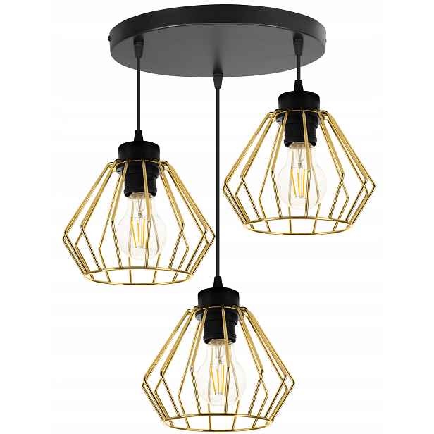 Závěsné Stropní Svítidlo Lustr Trojitý Zlatý Loft Stropní Svítidlo Černá Elegantní