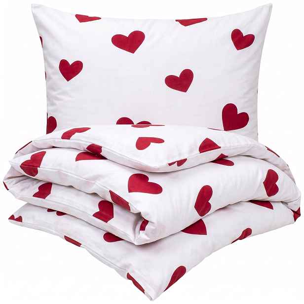 4Home Bavlněné povlečení Red Hearts, 160 x 200 cm, 70 x 80 cm