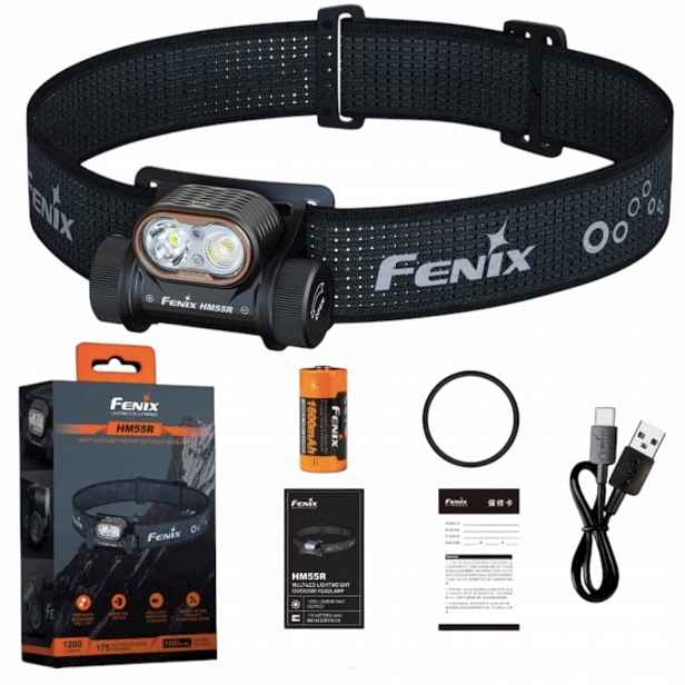 Čelovka Fenix HM55R černá 1200 lm 175 m Led bílá červená Usb-c