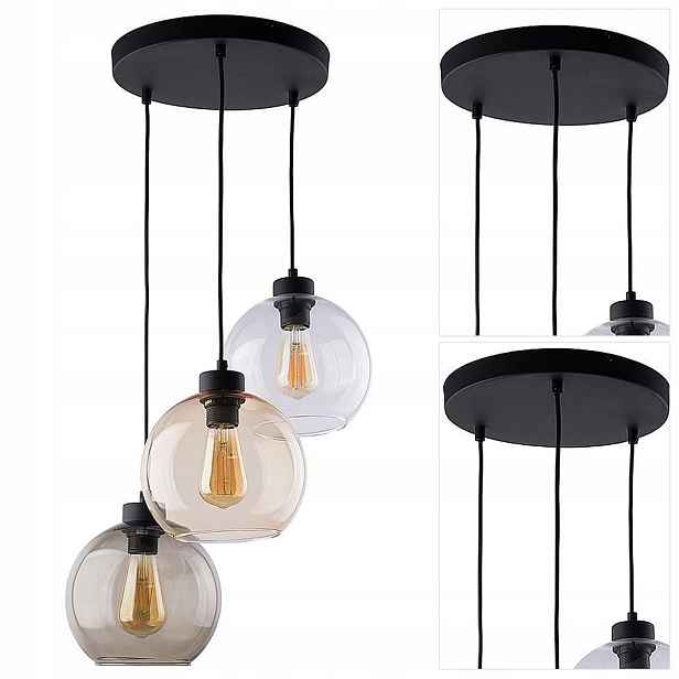 Černé závěsné svítidlo Cubus moderní tříbodové do kuchyně Tk Lighting
