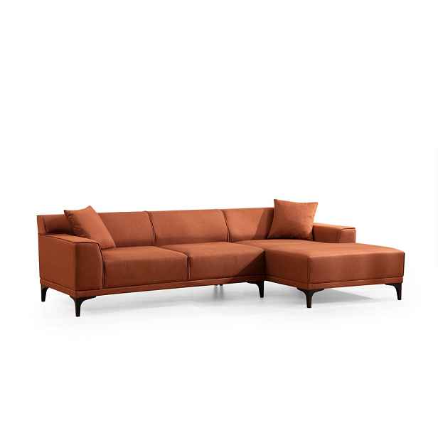 Hanah Home Rohová sedací souprava Petra 250 cm oranžová pravá