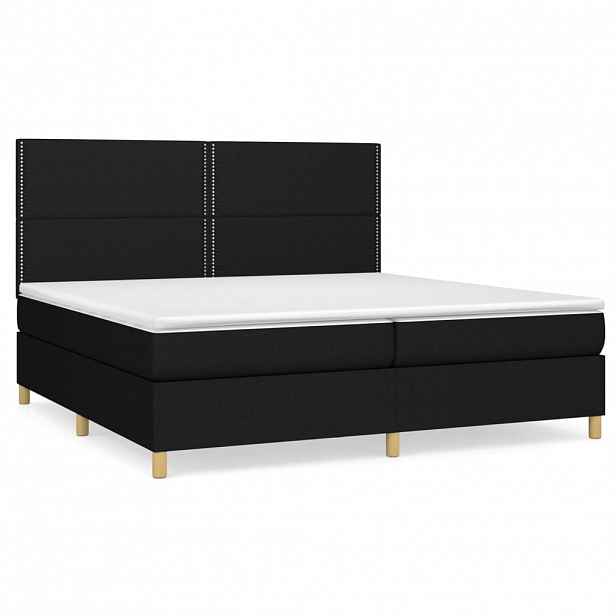 vidaXL Box spring postel s matrací černá 200x200 cm textil