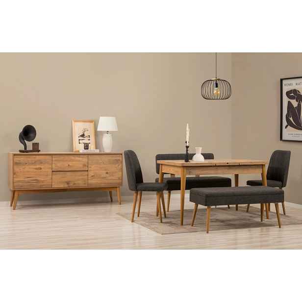 Set s rozkládacím stolem, židlemi a konzolou (6 kusů) Vina Bench 04 1053 - Atlantic Pine, Anthracite