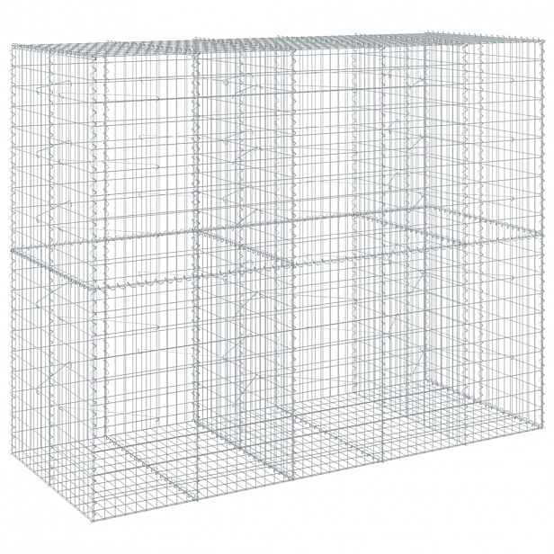 vidaXL Gabionový koš s víkem 250 x 100 x 200 cm pozinkované železo