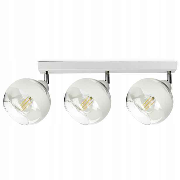 Závěsná stropní lampa Lustr Bílá Skleněné Koule Bílý Pás BG3 Led E27
