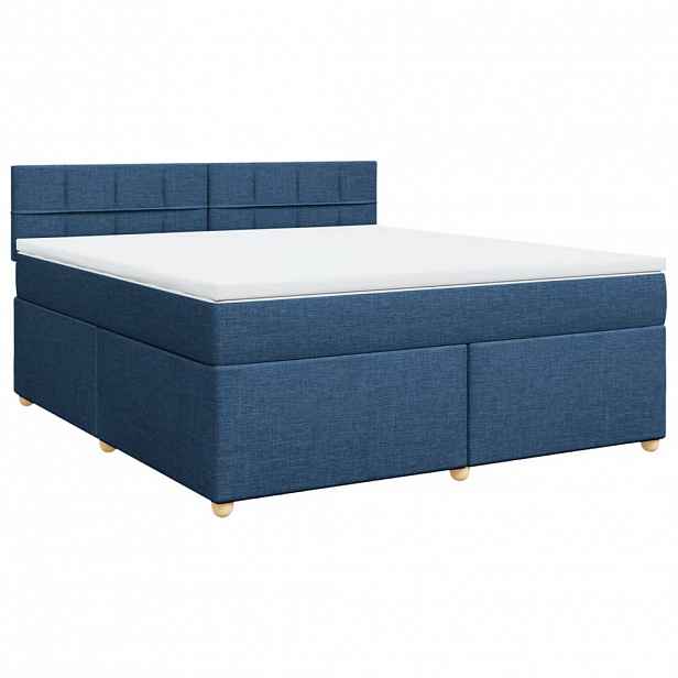 vidaXL Box spring postel s matrací modrá 180x200 cm textil