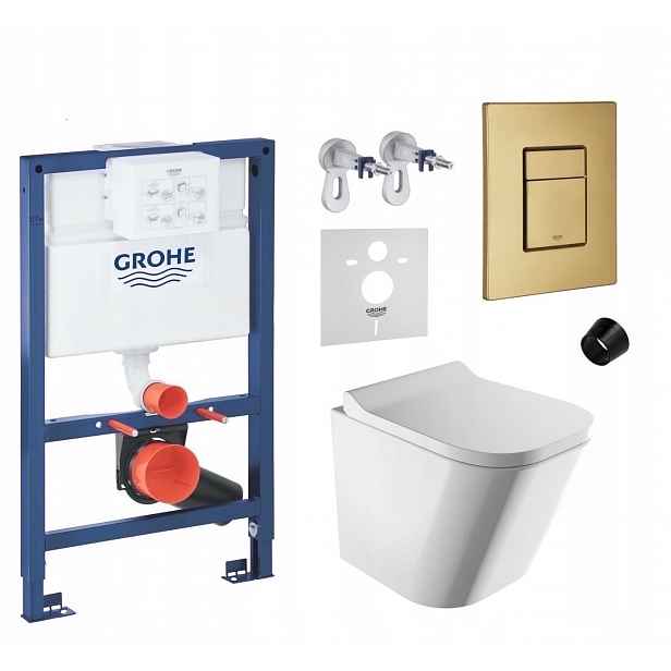 7v1 Podomítkový Wc set, rám Grohe 82 cm, Wc mísa Rim Omnires s tlačítkem