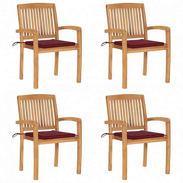 vidaXL Stohovací zahradní židle s poduškami 4 ks masivní teak
