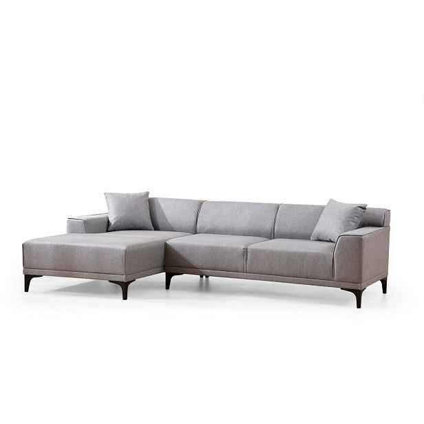 Hanah Home Rohová sedací souprava Petra 250 cm světle šedá levá