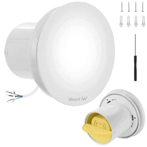 Koupelnový ventilátor kulatý bílý Mission Air Veno 100 H+t White 100 mm