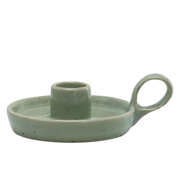 Zelený keramický svícen s očkem Massy - Ø 10*4 cm Chic Antique