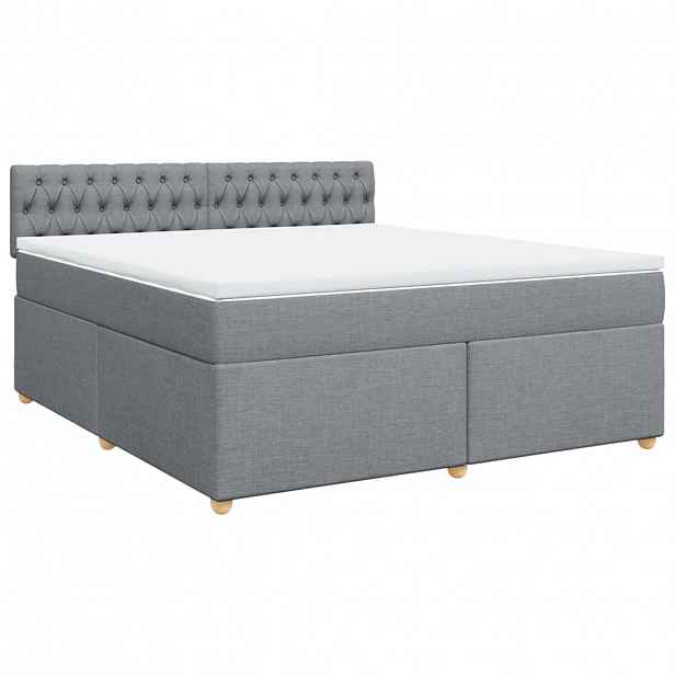 vidaXL Box spring postel s matrací světle šedá 180 x 200 cm textil