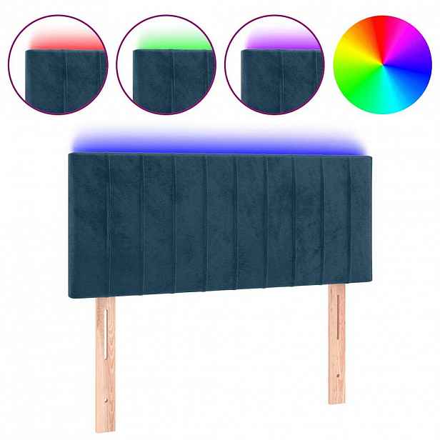 vidaXL Čelo postele s LED tmavě modré 80 x 5 x 78/88 cm samet