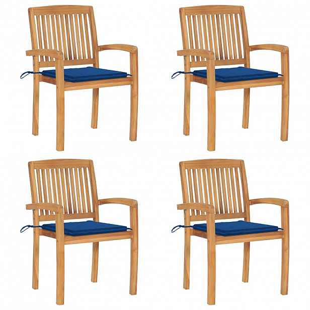 vidaXL Stohovací zahradní židle s poduškami 4 ks masivní teak