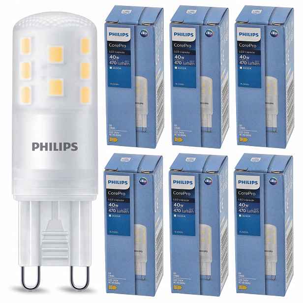 6x Led žárovka Philips G9 3.7W – 470lm Teplá barva 3000K CorePro